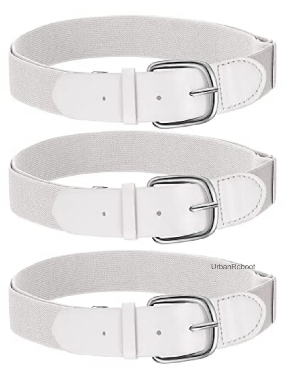 3 Pack Men's Elastic Baseball Softball Belt PU Leather Adjustable